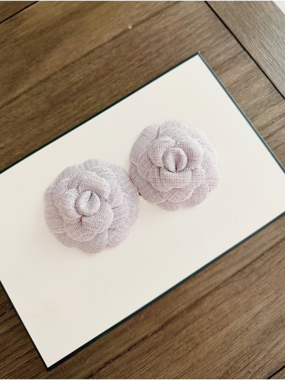 CHANEL Light Lavender Camellia Fabric Flower Pair - Picture 2 of 4